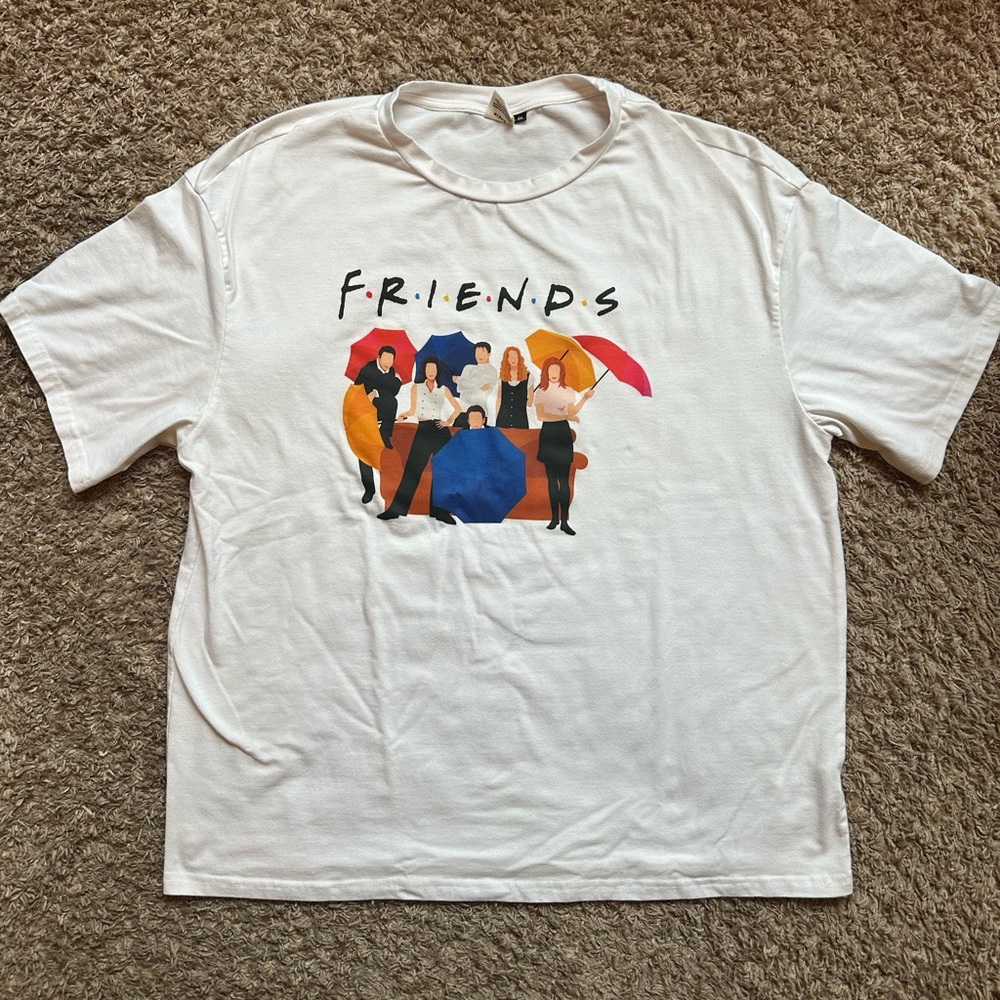 Women’s SHEIN FRIENDS TV Show Graphic Tee; White; Size XXL